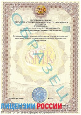 Образец сертификата соответствия (приложение) Новороссийск Сертификат ISO 13485